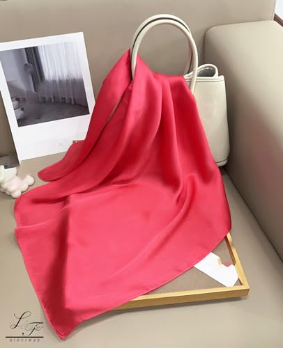 Scarf Satin Square Neck Head Scarf for Women solid color square scarf handkerchief purse scarf headband2