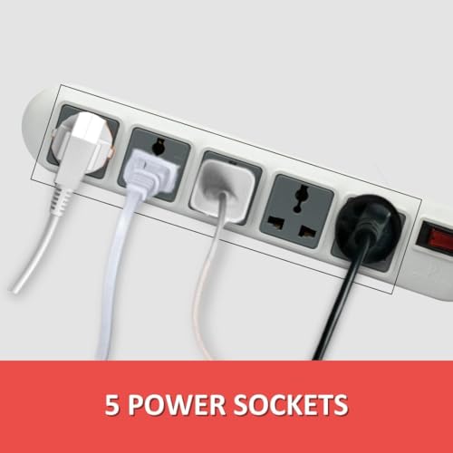 Image of SP50 - 5-Socket Power Strip | Surge Protection, Copper Cable & Reset Switch | 2m ABS Body, 3-Year Warranty