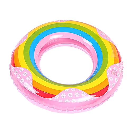 Kisangel Thicken Rainbow Swim Ring Inflatable Float for Water for Summer Pool Fun Design Easy to Inflate and Deflate