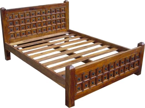 Guru-Shop Lit de Style Colonial R871 en 3 Tailles, Lebois, Taille : 200x180 cm, Lits