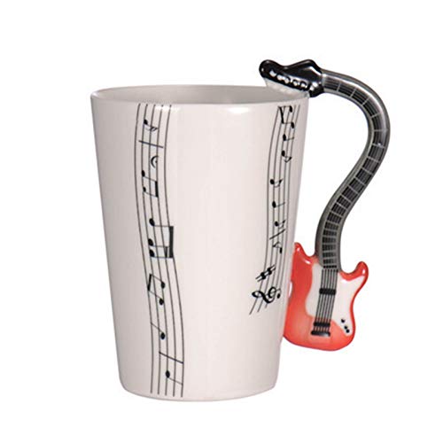 De Cuerdas, Book Taza 10.1 oz Notas Musicales Diseño Guitarra Tazas de café Bebida Té Leche Taza de café Taza de música de cerámica Regalo (J)