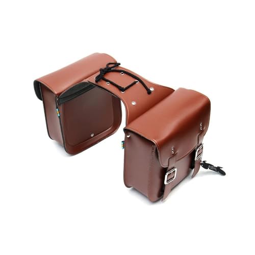 UNISTRENGH Retro Double Pannier Rack Bags for Bicycle - Leather PU Waterproof Side Bags - Brown