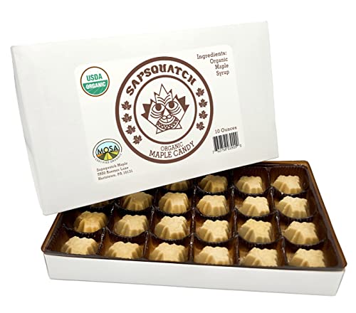 Sapsquatch Organic Maple Candy - 10 Ounces - Pure Maple Syrup Sugar Leaf Candy