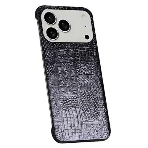 Coque en cuir véritable iPhone 17 Pro protection caméra luxe bleu