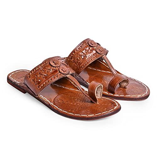 Image of Men's kolhapuri chappals 100% genuine leather hardcrafted Stylish,Ethinicwear & Dailywear designed with excellence 100% comfortable.