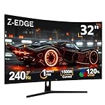 Z-Edge 32 Inch Curved Gaming Monitor 240Hz 1ms MPRT Full HD 16:9 Curved Screen Frameless LED Monitor, Ultra-Thin Bezel, FreeSync, DisplayPort & HDMI, Black