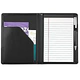 Gorbado Padfolio/Portfolio Binder, Mini Leather Padfolio Portfolio Binder 5 x 8 Legal Writing Pad, A5 Document Organizer Folder for Men Women, Black