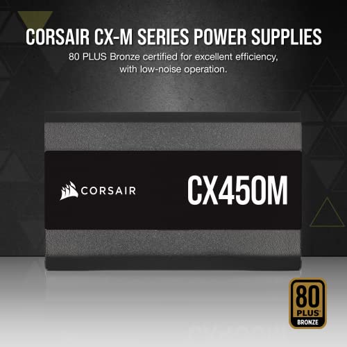 Image of Corsair CX-M Series, CX450M, Modular Power Supply, 80 Plus Bronze