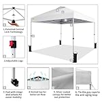 CROWN SHADES 10x10 Pop Up Canopy - Beach Tent with One Push Setup - Easy Outdoor Sun Shade for Events, Parties, Camping - Gazebo with STO-N-Go Cover Bag, Silver Coated Top, White - Image 3
