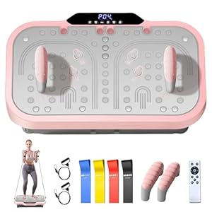 Vibration Plate Exercise Machine Vibrate Fitness Platform for Weight Loss 120 Speeds Whole Body Workout Equipment with Resistance Bands Handles for Women Men Home Sport Gym