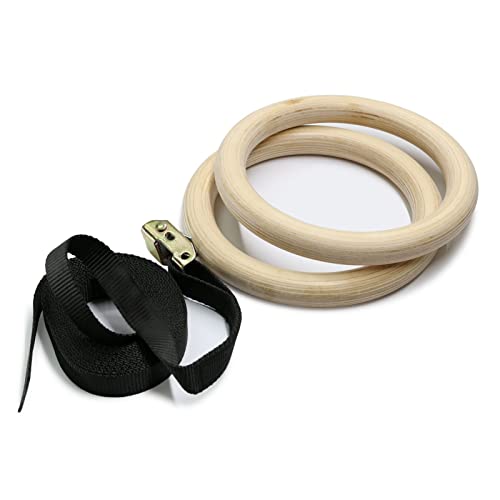 Anillas de gimnasia de madera con correas ajustables para niños miniatura 2