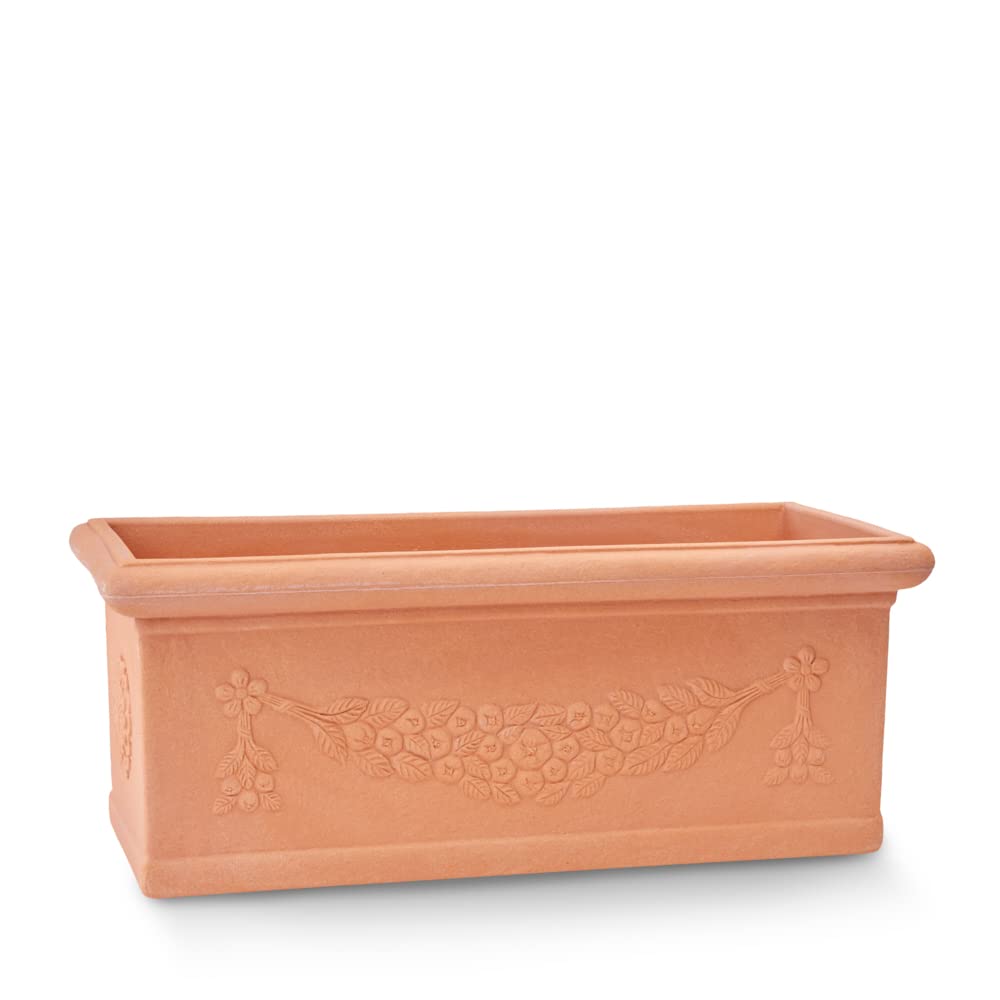 Garden Italia Vasi Fioriera festonata GCF Lato cm 60 alt.24 cm Made in Italy Cassetta in resina colore Impruneta - Resistente al gelo - Antiurto Leggera Classica