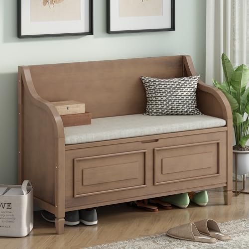 Bellemave Storage Bench with Safety Hinge Wooden...