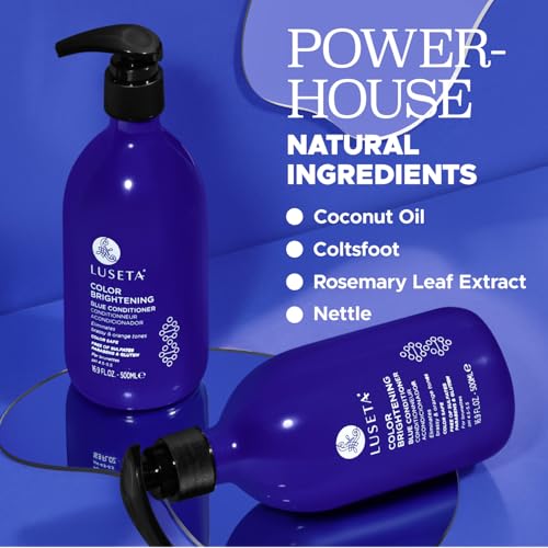 Image of Luseta Color Brightening Blue Shampoo and Conditioner Set Orange & Copper Neutralizing for Brunettes & Dark Blondes, Brassiness Control Tone Correcting for Color Treated Hair, Sulfate Free 2x 16.9oz