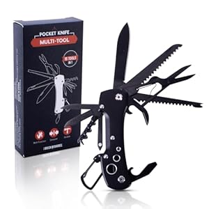 Multitool Army Knife Set 15 in 1 | Camping Gear, Survival Tools Multitool Pocket Knife I Tools for Men, Gift for Men,Dad | Safety Locking Design for Outdoor | With Can Opener, Scissors, Saw, and more.