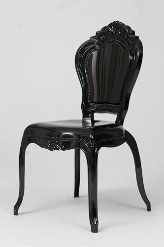 Biscottini Chaises baroques en polycarbonate noir – Fauteuil effet cristal – Chaises en plastique Louis XV moderne – Chaise élégante pour salle à...