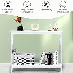 Giantex Console Table 2-Tier with Storage Shelf,X-Design Bookshelf Narrow Accent Table for Entryway Hallway Living Room… 41UKMT7qtJL. SS280