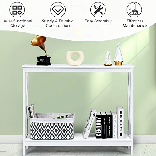 Giantex-Console-Table-2-Tier-with-Storage-ShelfX-Design-Bookshelf-Narrow-Accent-Table-for-Entryway-Hallway-Living-Room-Sofa-Side-Table-White 41UKMT7qtJL