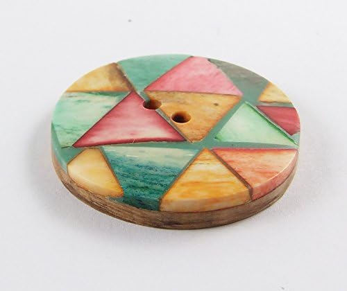 12 Packs Value Bone Buttons - Natural Handmade - Multicolor - 45mm - Round Quilting Pattern Design - 1 pc/pk