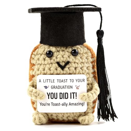 Kideerly Graduation Gifts for Hers Him Handmade Emotional Support Crochet Toast Graduation Presents for Her Positive Gifts Nursery High School University Masters or Phd Girls Boys Friends