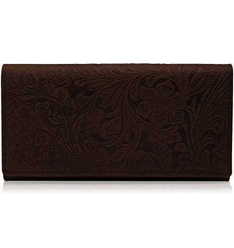 Leather Clutch Organizer Wallets For Women - Suede Womens Wallet Floral Print Organizer With Gifts Box For Her RFID Blocking2