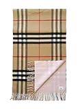  BURBERRY Bufanda de cachemira 8035912 Giant Check reversible rosa y beige 210 x 50 cm, Check beige y rosa