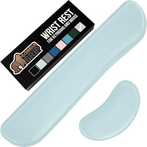 Gorilla Grip Soft Gel Memory Foam Ergonomic Wrist Rest, Slip Resistant, Comfortable Keyboard and Mouse Pad Cushion Set, Typing Pain Relief, Support for Office Computer Desks, Laptops, Gaming, Sky Blue