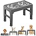 Lewondr Gamelle pour Animal de Compagnie de 4 Hauteurs Réglables, Bols Surélevés pour Chiens & Chats, Gamelle de Mangeoire de Double en Acier Inoxydable Distributeur d'Aliments pour Animal - Gris
