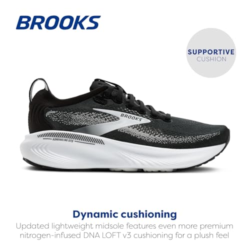 Brooks Brooks Women’s Adrenaline GTS 25 Supportive Running & Walking Shoe - Black/Grey/White - 8.5 Medium