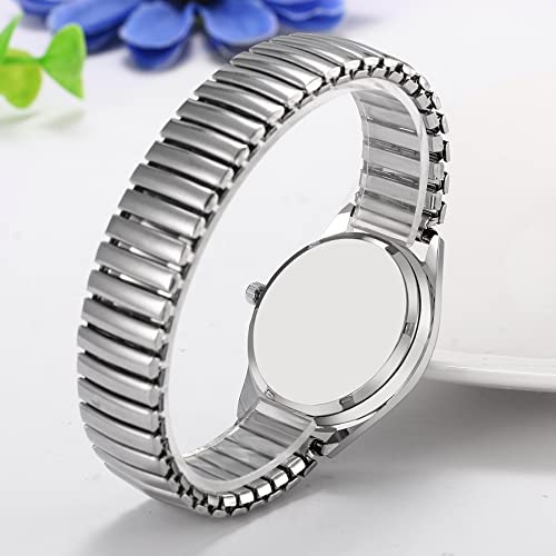 Jewelrywe JW289P0015 Women'S Ultra Thin Easy Reader Watch With Elastic Strap, Silver Calendar Watch thumb #4