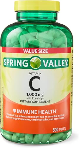 Spring Valley Vitamin C 1000mg with Rose HIPS Tablets Dietary Supplement, 500 Count, Antioxidant Protection* (Pack of 1) + Vsl Sticker