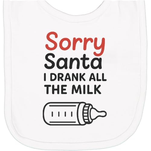 inktastic Sorry Santa I Drank All the Milk Christmas Newborn Bib White 47005