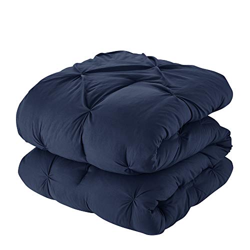 Image of King Size Comforter Set 8 Piece Bed in a Bag with Bed Skirt, Fitted Sheet, Flat Sheet, 2 Pillowcases, 2 Pillow Shams, King, Pintuck Navy