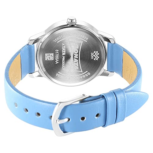 Image of Sonata Splash Silver Dial Women Analog Watch with Leather Strap-NS8178SL01