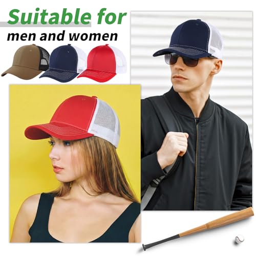 Image of Suhine 24 Pcs Blank Trucker Hat Bulk Unisex Mesh Baseball Cap for Sublimation Embroidery Vintage Adjustable Hat for Men Women