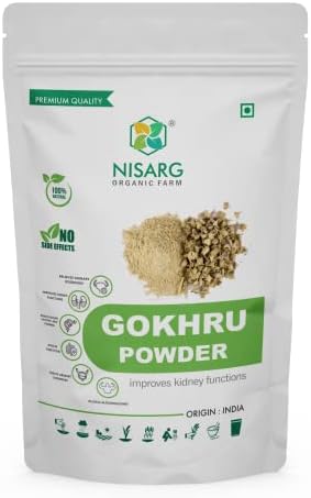 Nisarg Organic Farm Gokhru/Gokshura/Tribulus Terrestris Powder Support Vitality and Improve Wellness 200gm