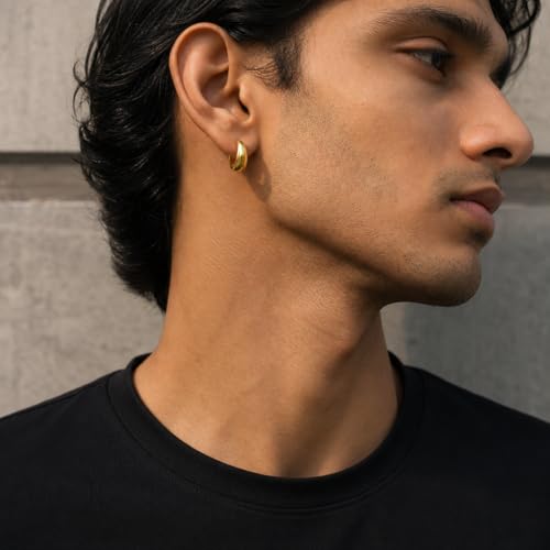 Image of VIEN Men Jewellery Kaju Bali Salman Khan Style Silver Hoop Earrings for Men and Boys Man Unisex Bali(Gold)