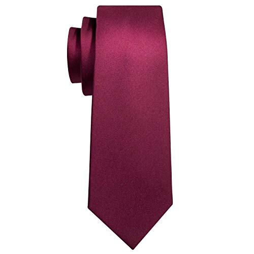 Image of Barry.Wang Plain Men Silk Ties Extra Long Satin Necktie for Wedding Business Handkerchief Cufflinks Set Solid Colors