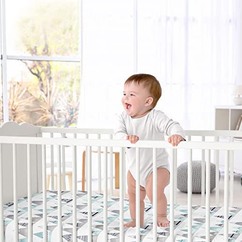Image of Navy Blue, Aqua and Grey Aztec Baby or Toddler Fitted Crib Sheet for Mountains Collection by Sweet Jojo Designs