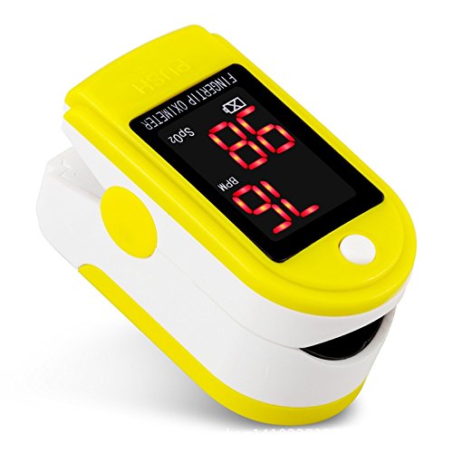 Alician Fingertip Pulse Oximeter Blood Oxygen Saturation SpO2 Digital PR PI Heart Rate Monitor Blue Yellow Electronics