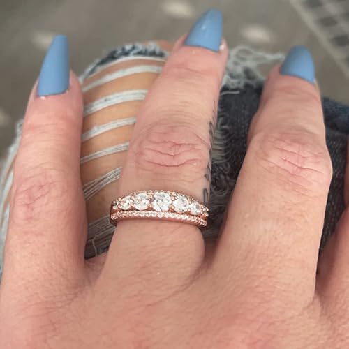Newshe Jewellery Eternity Ring Wedding Band for Women 925 Sterling Silver Cubic Zirconia Round Engagement Rings Size 5.5 by Newshe Jewellery - Image 2