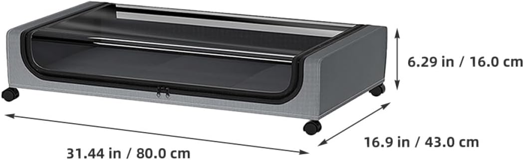 Bed Storage Container with Wheels, Large Multipurpose Underbed Storage Bin with Gray Lid, Dustproof Rolling Organizer for Clothes, and Bedding