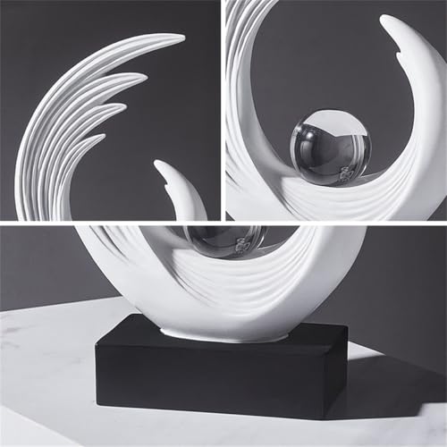 Escultura abstracta decorativa de resina blanca miniatura 3