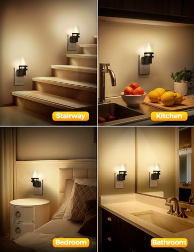 Image of Briignite Candle Night Light Plug in [2 Pack], Vintage Nightlight Warm | Night Lights Plug into Wall LED, Dusk to Dawn Light Sensor, 3000K Warm Candle Nightlight for Kids Hallway Bathroom Bedroom