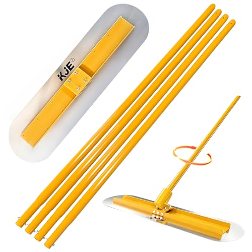 KJE Stainless Steel Bull Float Concrete Tools 48x12 inch Round End Board Kit trowel Tool Cement Tools Float Bracket Concrete Tools with 48 inch Handles x 4 Screeding and Finishing Tool Kit