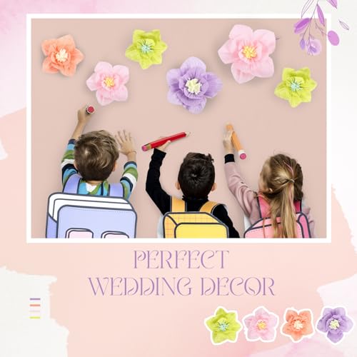 Image of Cholemy 24 Pcs Tissue Paper Flowers, Crepe Paper Flowers Decorations 8 inch 10 inch 12 inch for Wedding Party Baby Bridal Shower Carnival Party Birthday Nursery Wall Decor (Multi Colors)