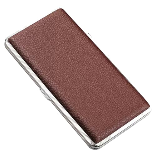 ARKCHIU Étui À Cigarette en Cuir en Métal Longue Contient 14 120mm Cigarettes Brown,One Size