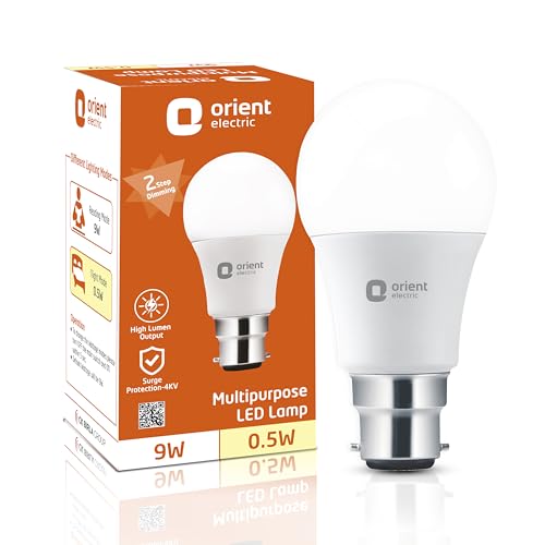Orient Electric Multipurpose LED Bulb 9W,multi wattage led light 9W-0.5W with dimming feature, Cool White, 6500K, B22d cap, Pack of 1