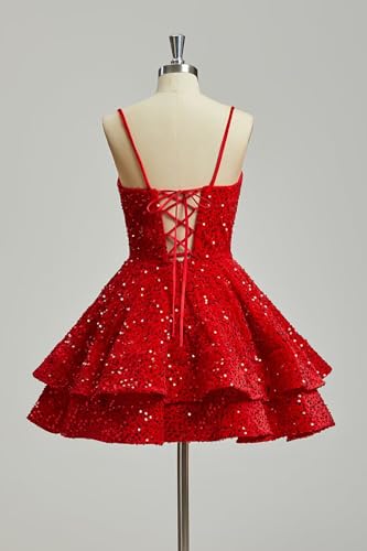 Xijun Sequin Homecoming Dresses Short Tiered Teens Sparkly HOCO Dress 2025 Prom Party Cocktail Gowns3