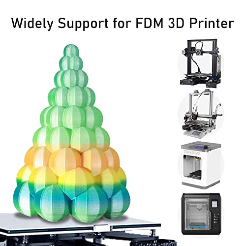 Image of Green Yellow Multi Color Rainbow Silk Shiny PLA Filament, 1.75mm Fast Color Change 3D Printing Material, 1Kg 2.2lbs Silk Multi Colored PLA by MIKA3D
